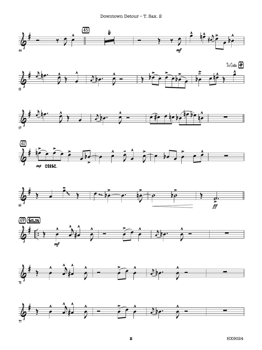 Downtown Detour: B-flat Tenor Saxophone 2 Tenor Saxophone scores gallery preview page 2