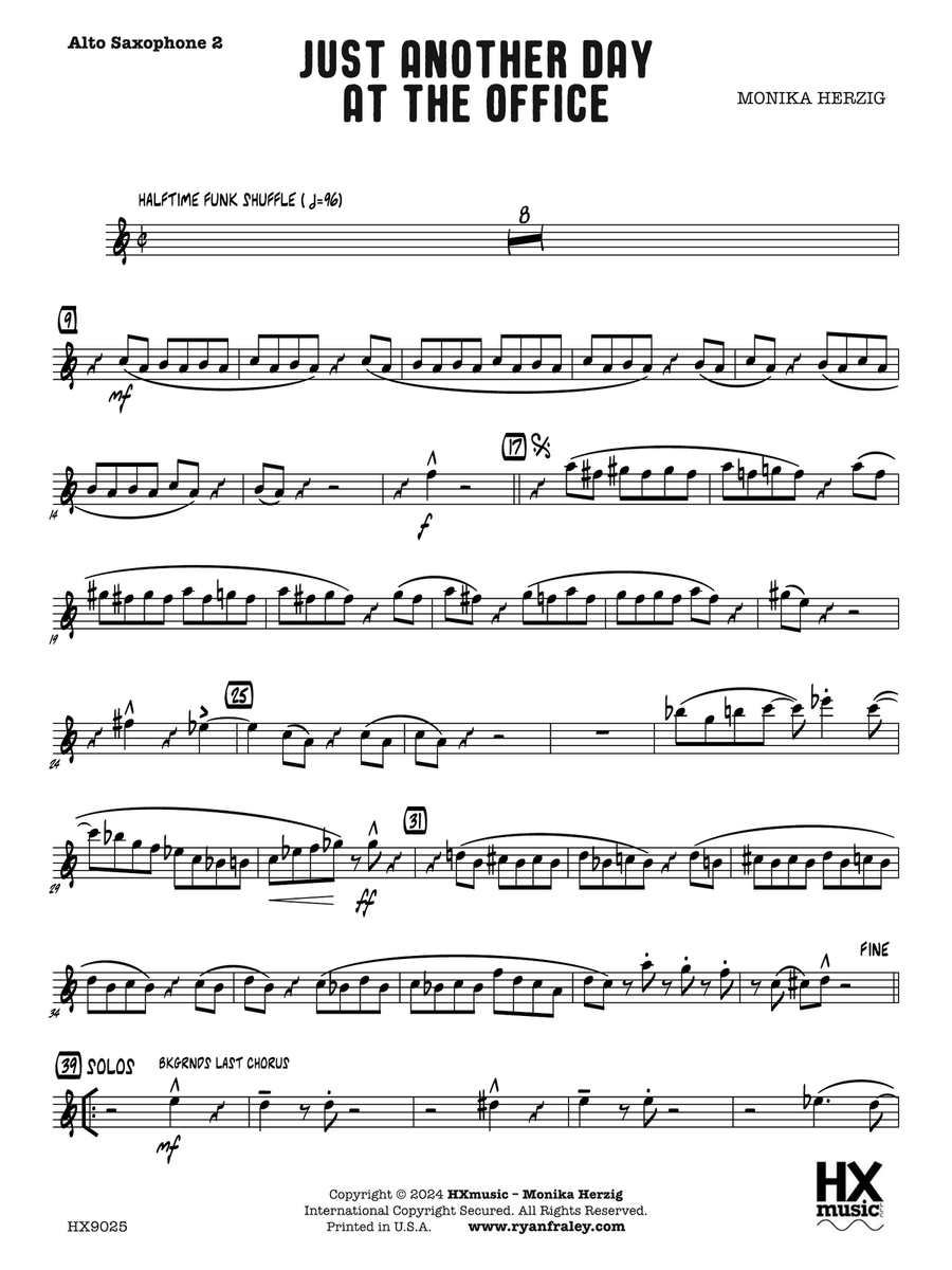 Just Another Day at the Office: E-flat Alto Saxophone 2 Alto Saxophone scores gallery preview page 1