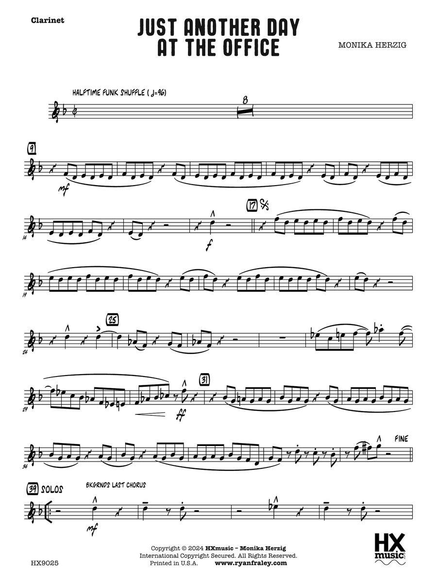 Just Another Day at the Office: B-flat Clarinet B-Flat Clarinet scores gallery preview page 1