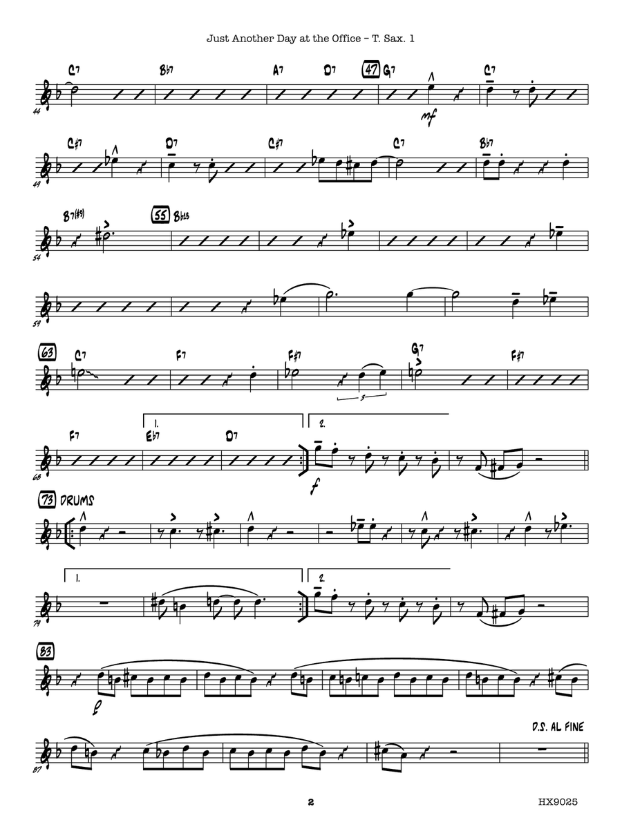 Just Another Day at the Office: B-flat Tenor Saxophone 1 Tenor Saxophone scores gallery preview page 2