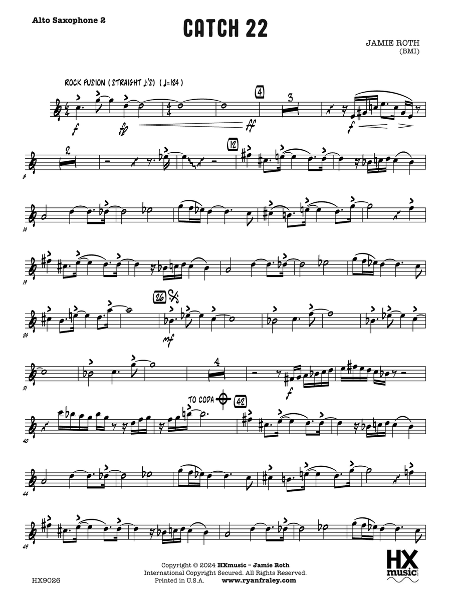 Catch 22: E-flat Alto Saxophone 2 Alto Saxophone scores gallery preview page 1