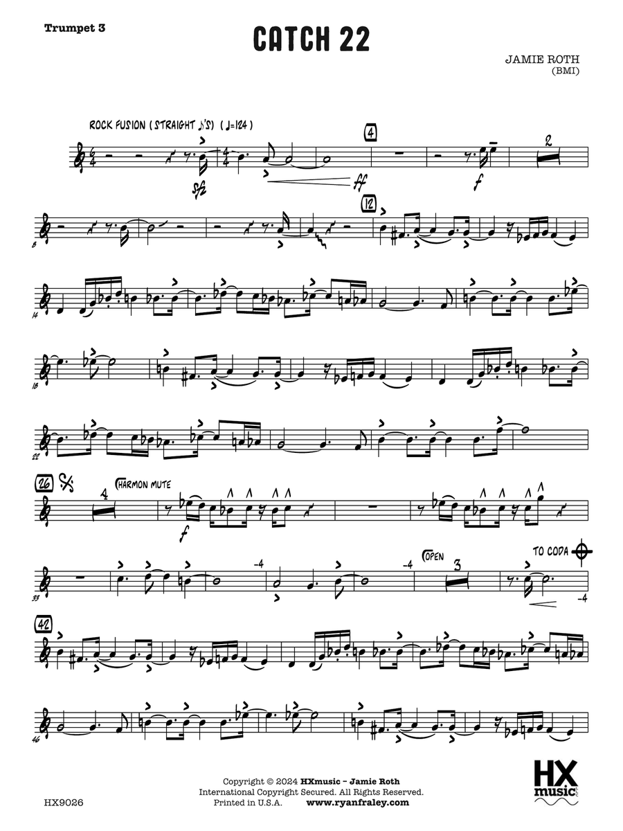 Catch 22: B-flat Trumpet 3 B-Flat Trumpet scores gallery preview page 1