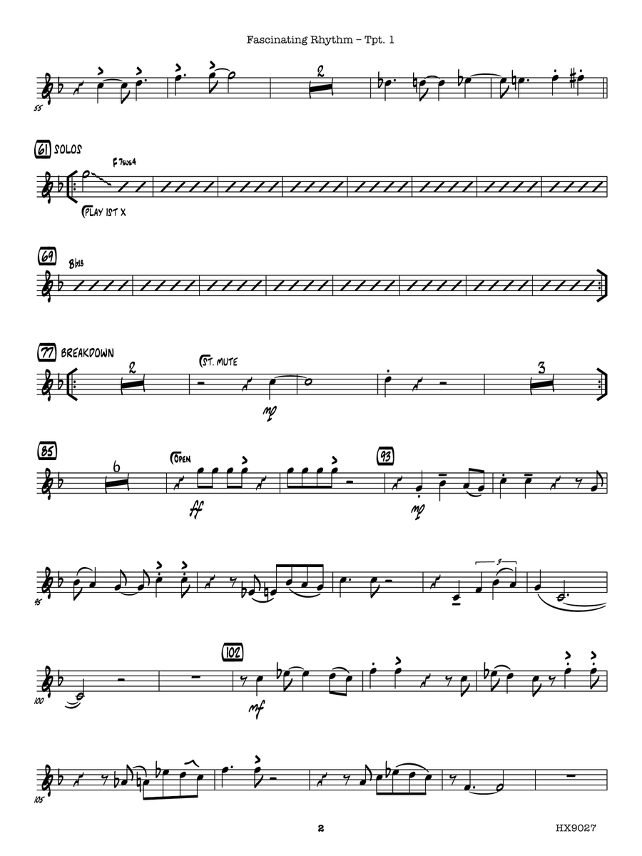 Fascinating Rhythm: B-flat Trumpet 1 B-Flat Trumpet scores gallery preview page 2