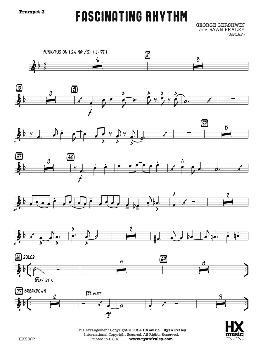 Fascinating Rhythm: B-flat Trumpet 3 B-Flat Trumpet scores gallery preview page 1
