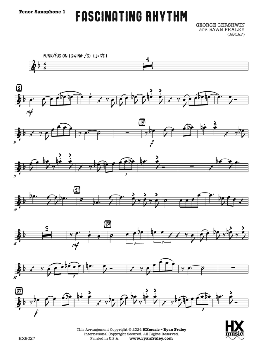 Fascinating Rhythm: B-flat Tenor Saxophone 1 Tenor Saxophone scores gallery preview page 1