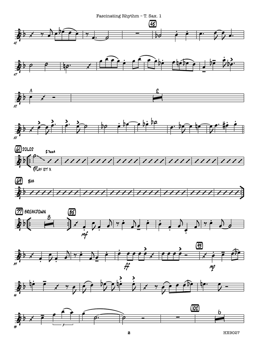 Fascinating Rhythm: B-flat Tenor Saxophone 1 Tenor Saxophone scores gallery preview page 2