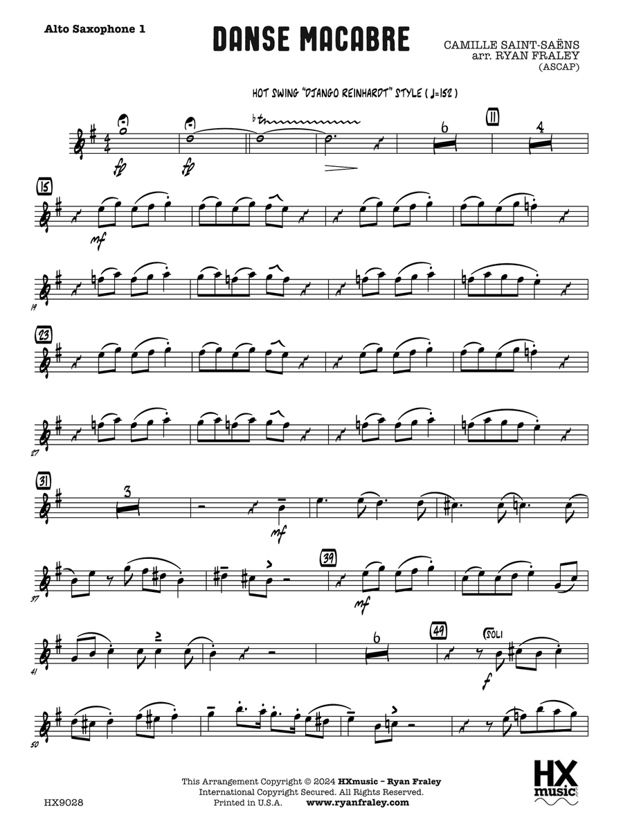 Danse Macabre: E-flat Alto Saxophone 1 Alto Saxophone scores gallery preview page 1