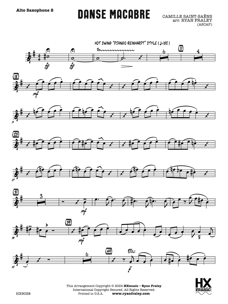 Danse Macabre: E-flat Alto Saxophone 2 Alto Saxophone scores gallery preview page 1