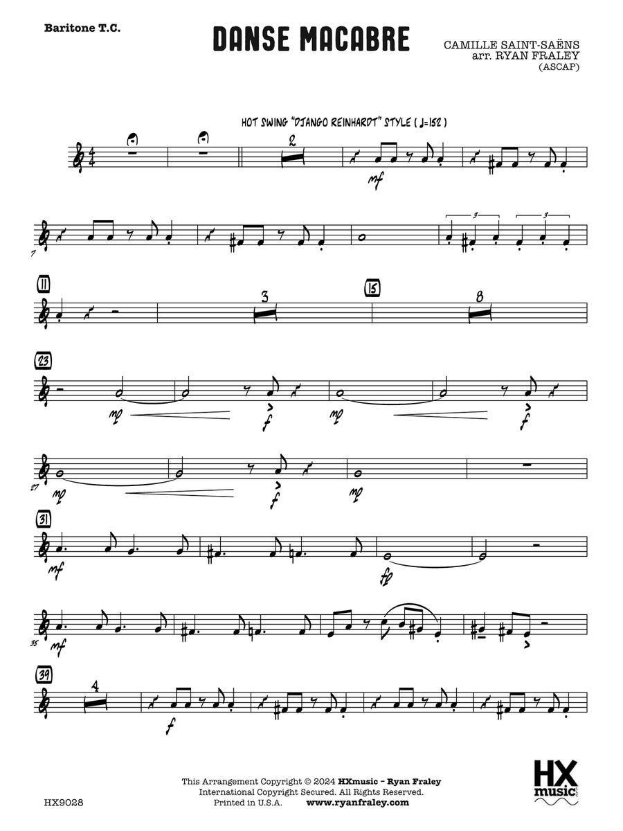 Danse Macabre: B-flat Baritone T.C. Baritone Horn TC scores gallery preview page 1