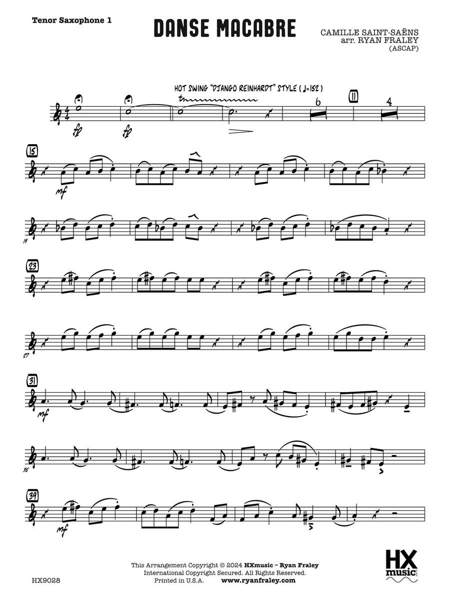 Danse Macabre: B-flat Tenor Saxophone 1 Tenor Saxophone scores gallery preview page 1