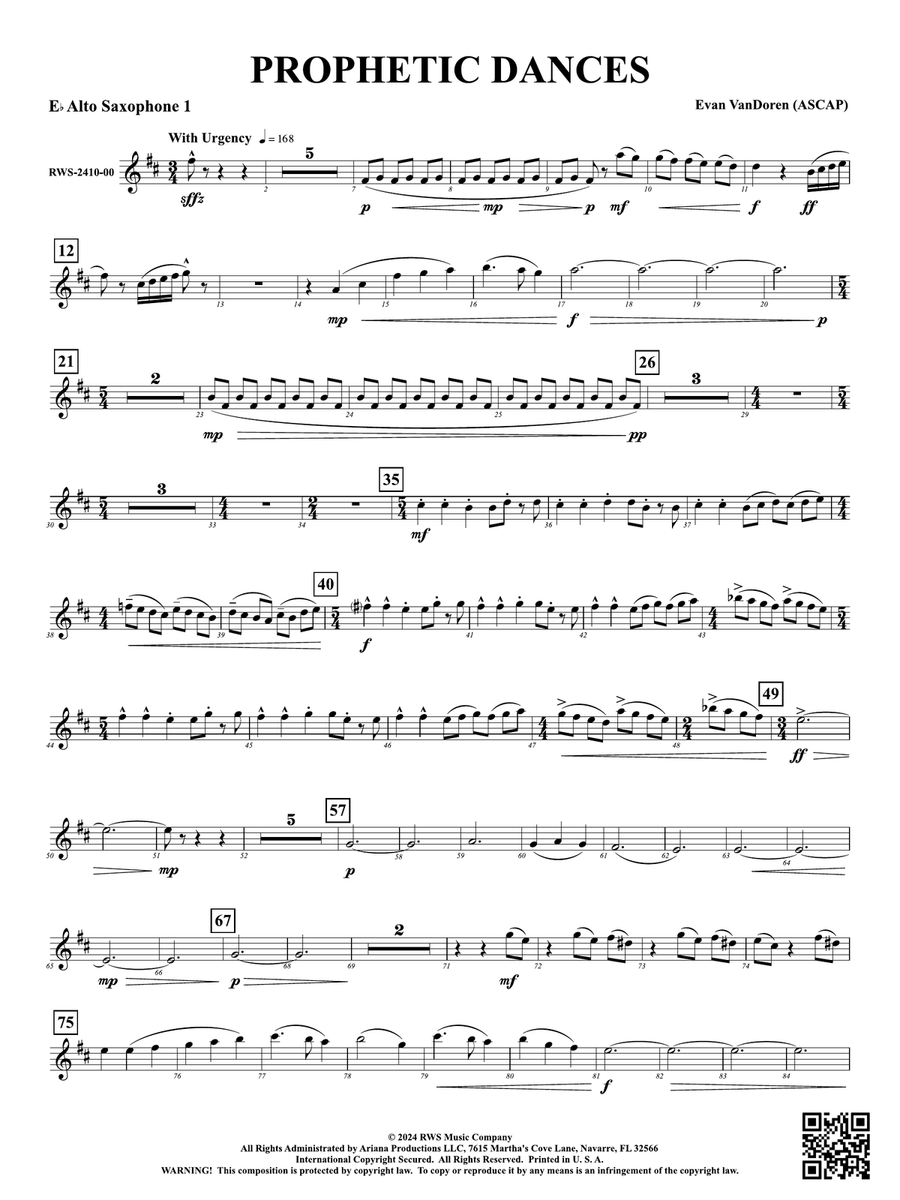 Prophetic Dances: 1st E-flat Alto Saxophone Alto Saxophone scores gallery preview page 1