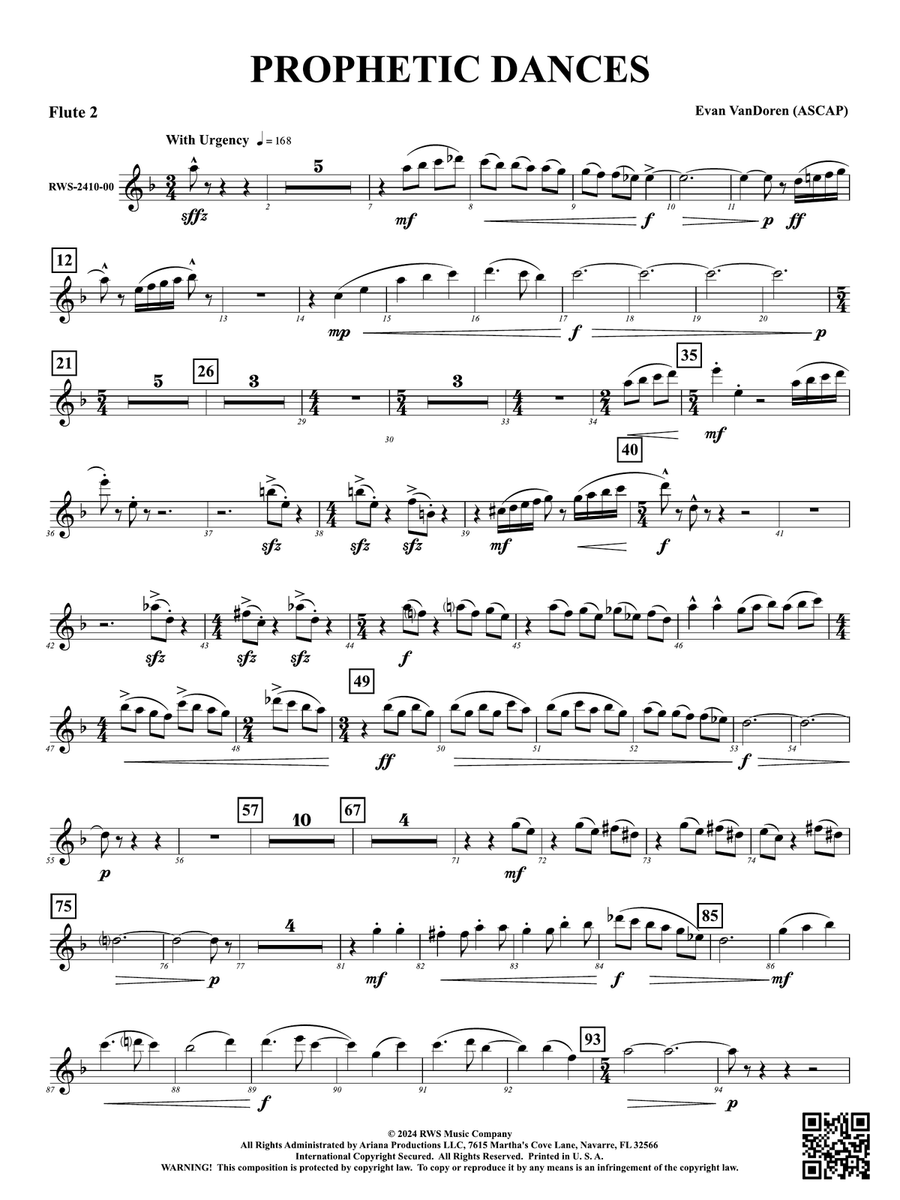 Prophetic Dances: 2nd Flute Flute scores gallery preview page 1