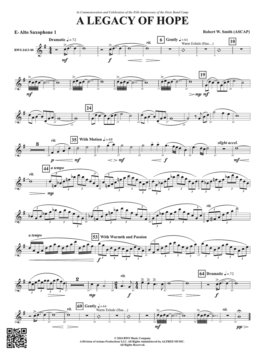 A Legacy of Hope: 1st E-flat Alto Saxophone Alto Saxophone scores gallery preview page 1