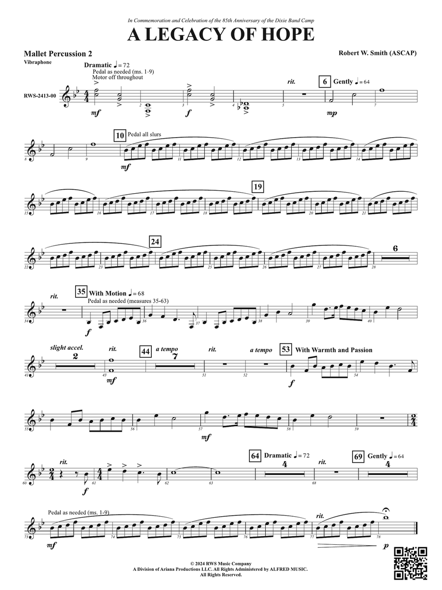 A Legacy of Hope: 2nd Mallet Percussion Percussion scores gallery preview page 1