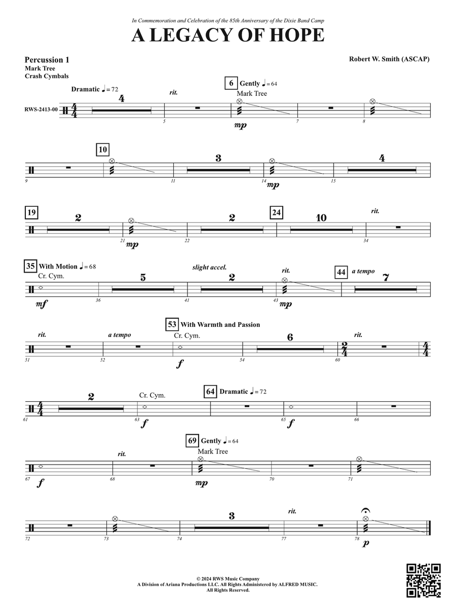 A Legacy of Hope: 1st Percussion Percussion scores gallery preview page 1