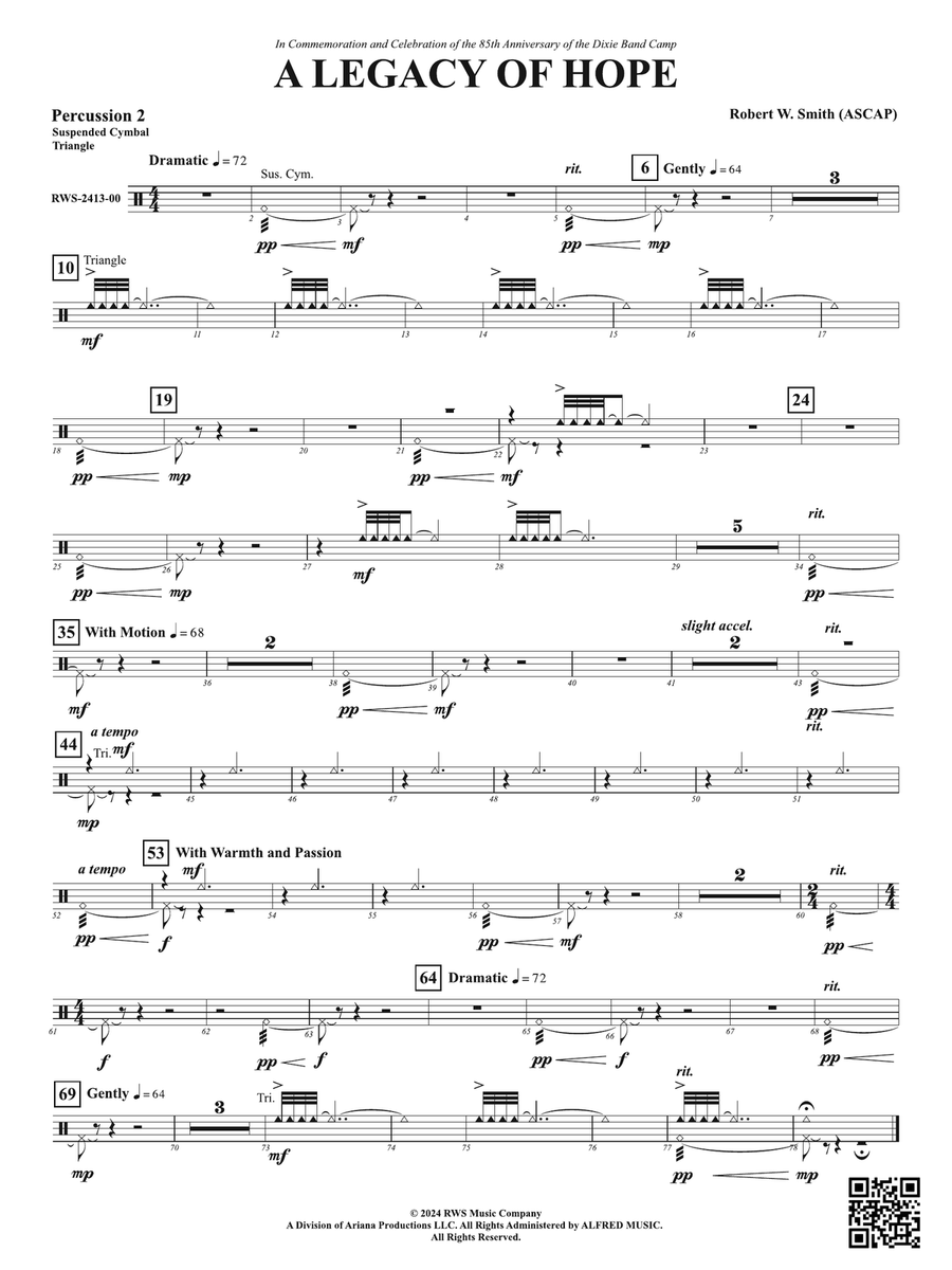 A Legacy of Hope: 2nd Percussion Percussion scores gallery preview page 1