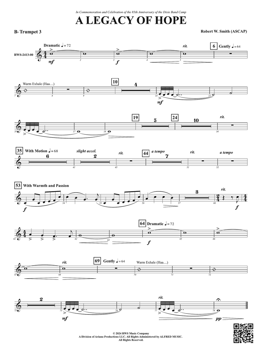 A Legacy of Hope: 3rd B-flat Trumpet B-Flat Trumpet scores gallery preview page 1