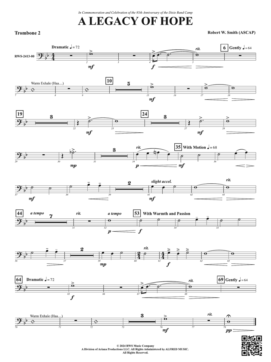 A Legacy of Hope: 2nd Trombone Trombone scores gallery preview page 1