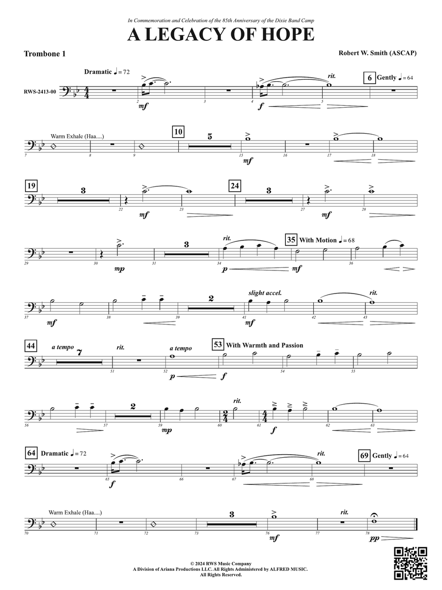 A Legacy of Hope: 1st Trombone Trombone scores gallery preview page 1