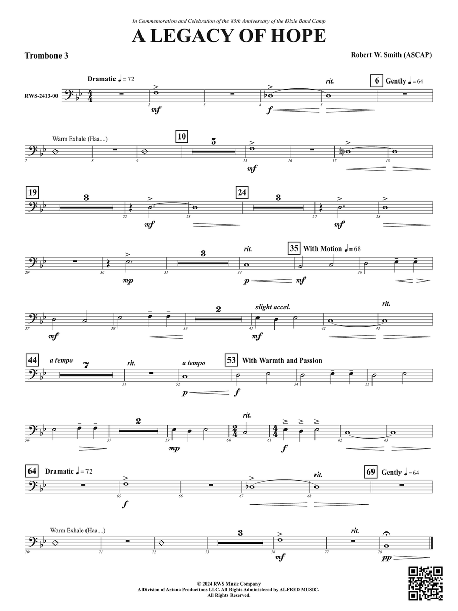 A Legacy of Hope: 3rd Trombone Trombone scores gallery preview page 1