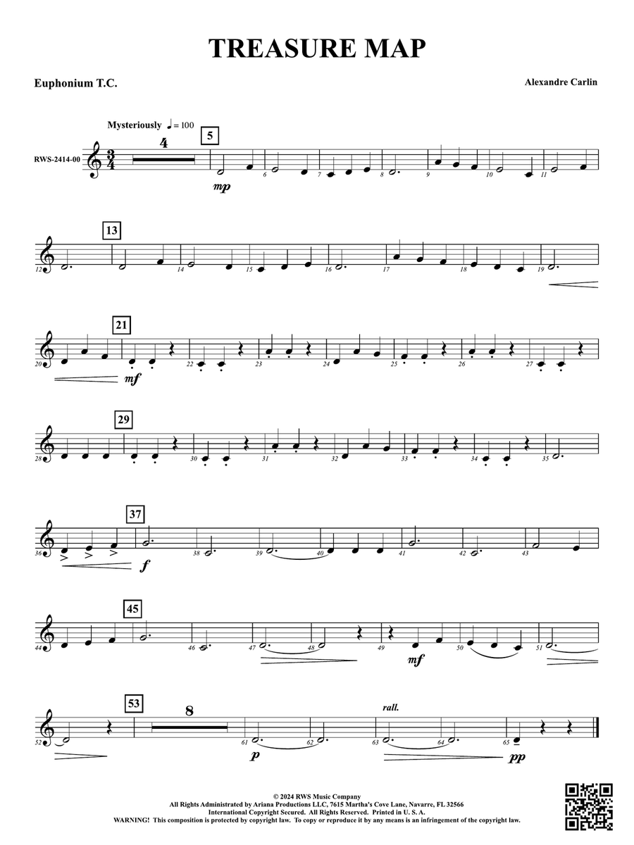 Treasure Map: Baritone T.C. Baritone Horn TC scores gallery preview page 1