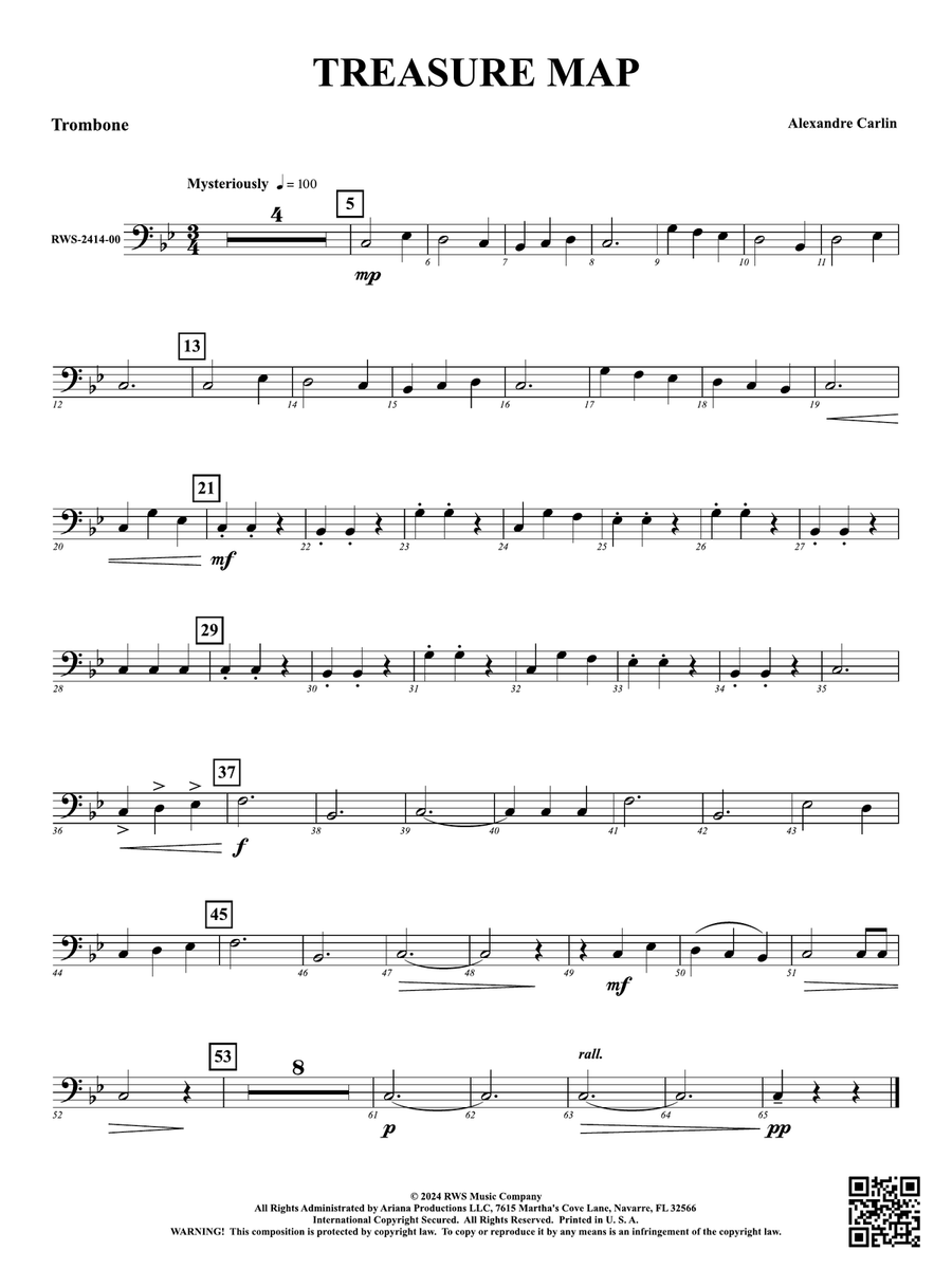 Treasure Map: 1st Trombone Trombone scores gallery preview page 1