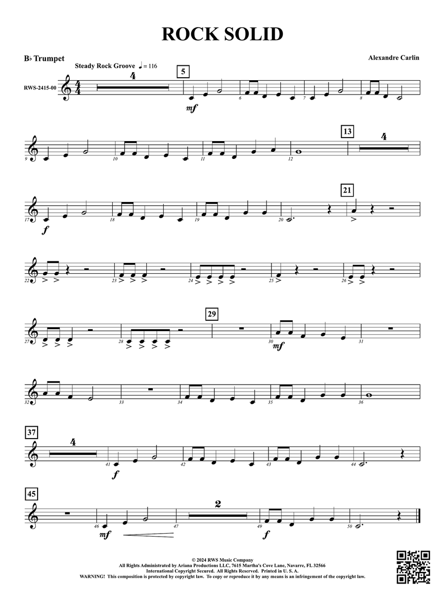 Rock Solid: 1st B-flat Trumpet B-Flat Trumpet scores gallery preview page 1