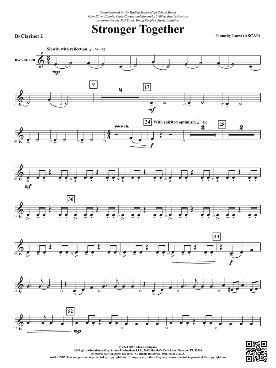 Stronger Together: 2nd B-flat Clarinet B-Flat Clarinet scores gallery preview page 1