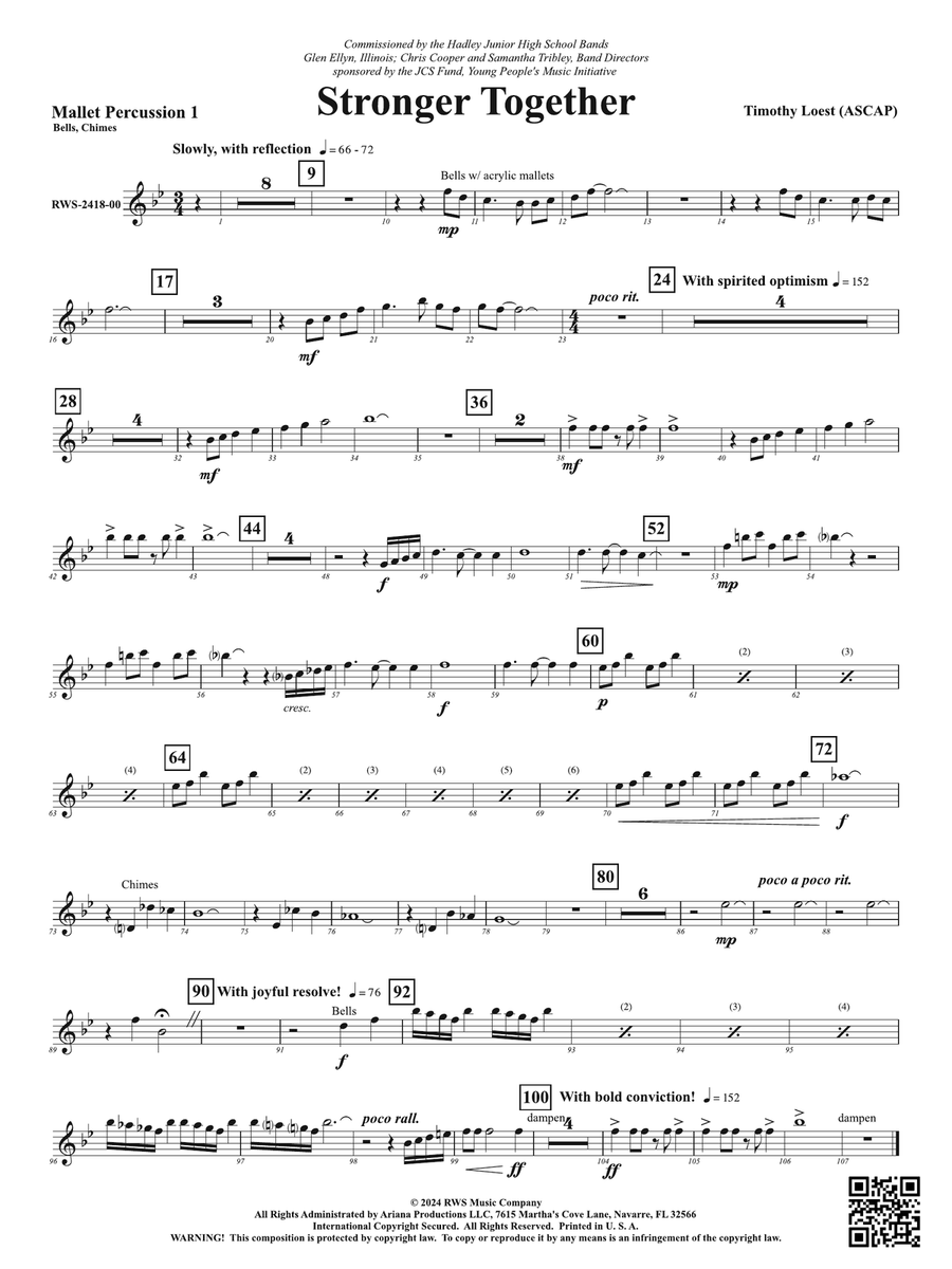 Stronger Together: 1st Mallet Percussion Percussion scores gallery preview page 1