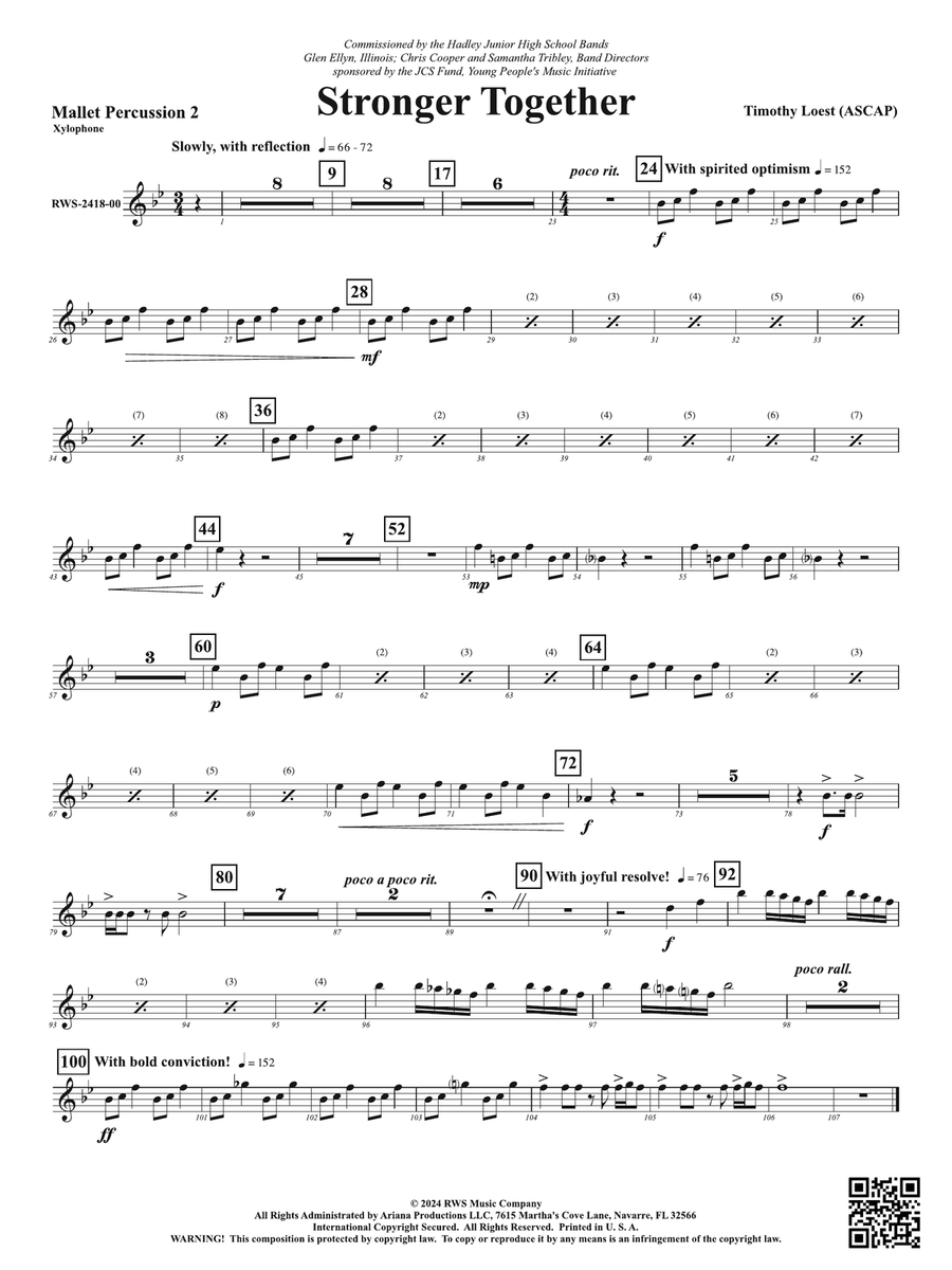 Stronger Together: 2nd Mallet Percussion Percussion scores gallery preview page 1