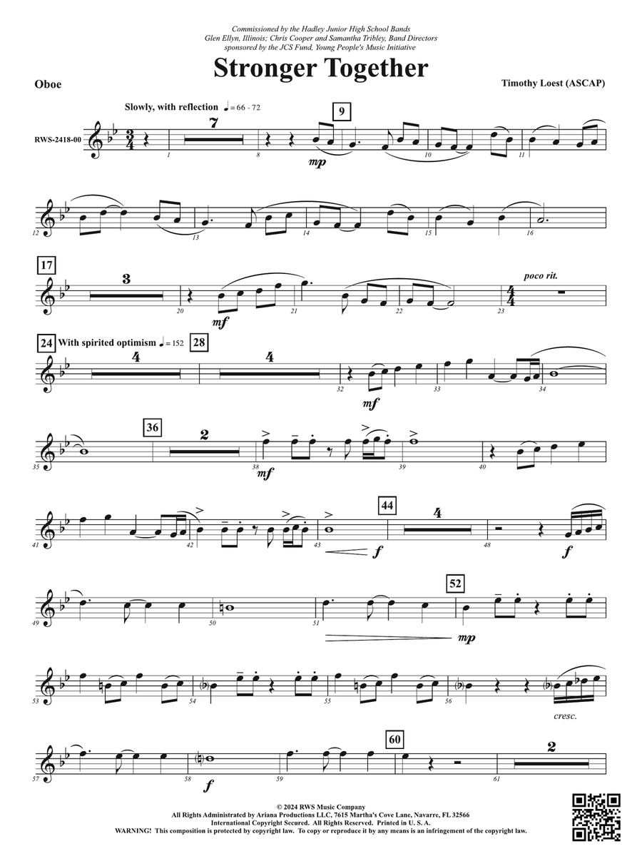 Stronger Together: Oboe Stronger Together: Oboe Oboe scores gallery preview page 1