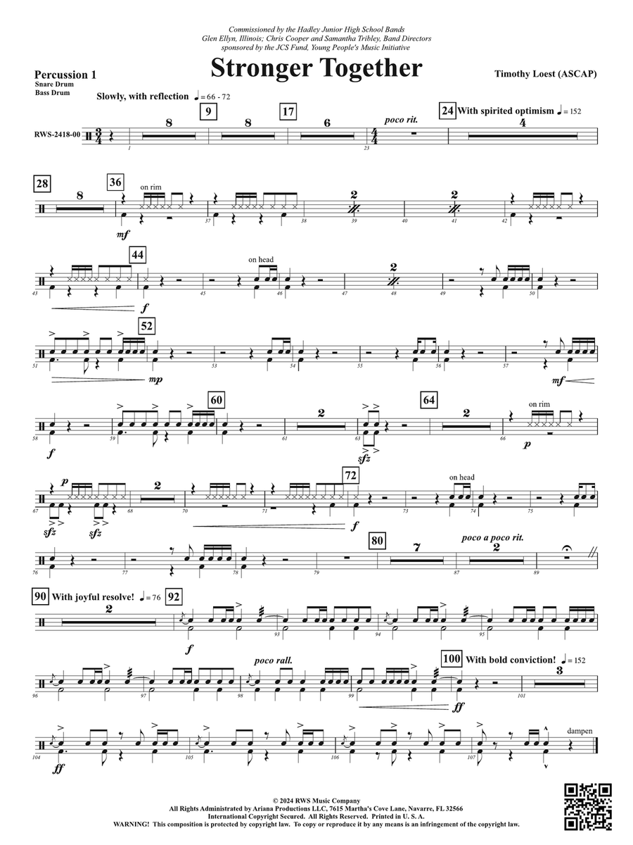 Stronger Together: 1st Percussion Percussion scores gallery preview page 1