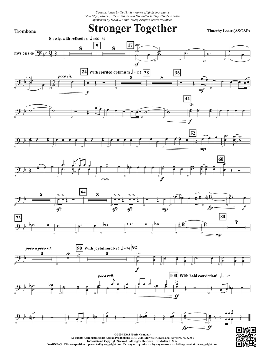 Stronger Together: 1st Trombone Trombone scores gallery preview page 1