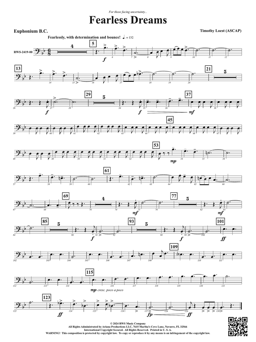 Fearless Dreams: Baritone B.C. Baritone Horn BC scores gallery preview page 1