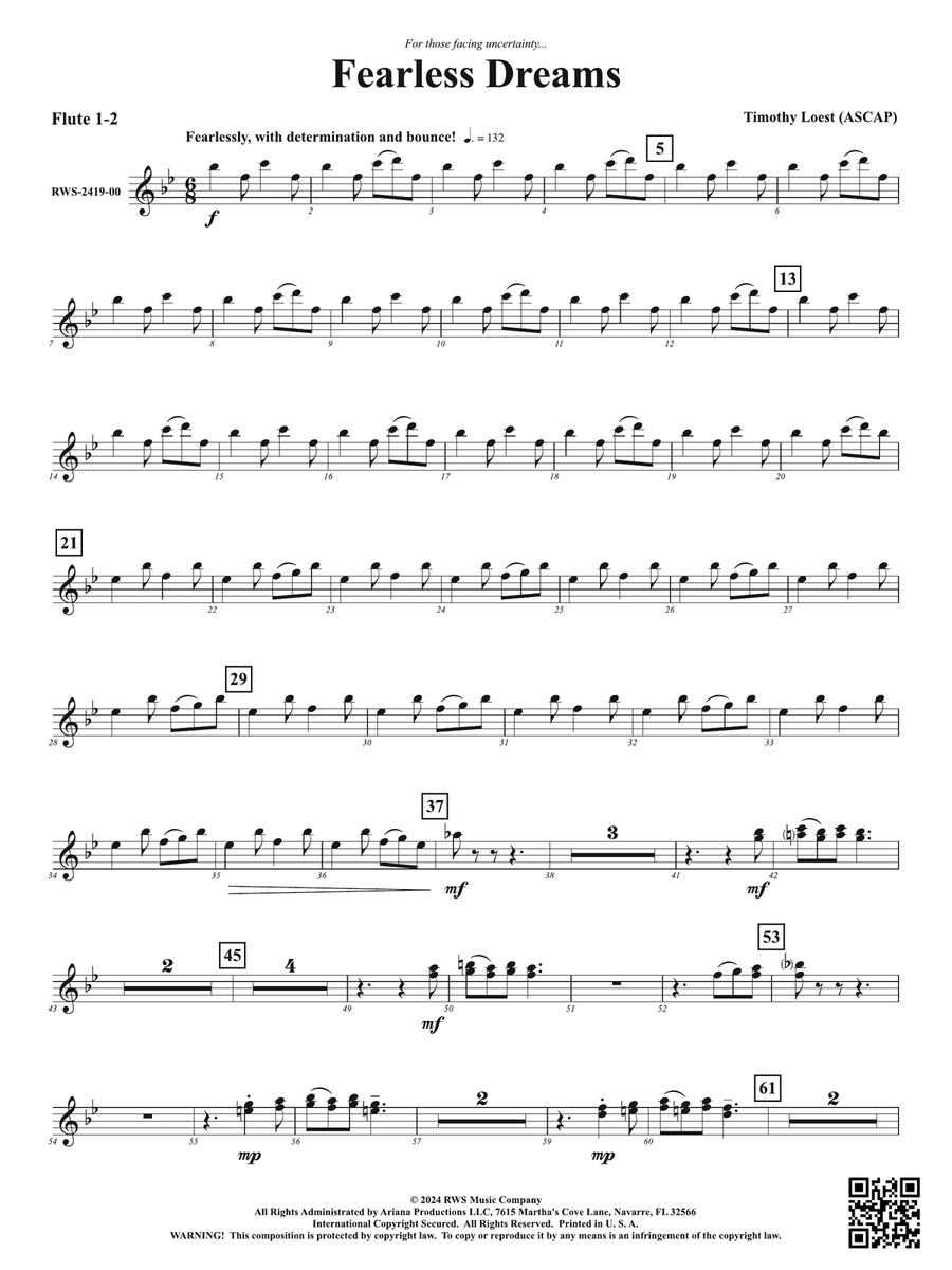 Fearless Dreams: 1st & 2nd Flute Flute scores gallery preview page 1