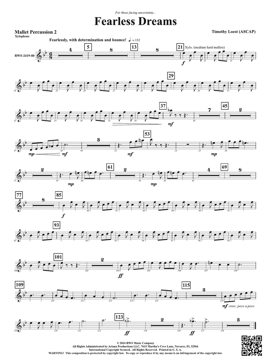 Fearless Dreams: 2nd Mallet Percussion Percussion scores gallery preview page 1