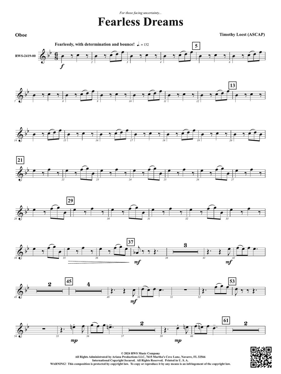 Fearless Dreams: Oboe Fearless Dreams: Oboe Oboe scores gallery preview page 1