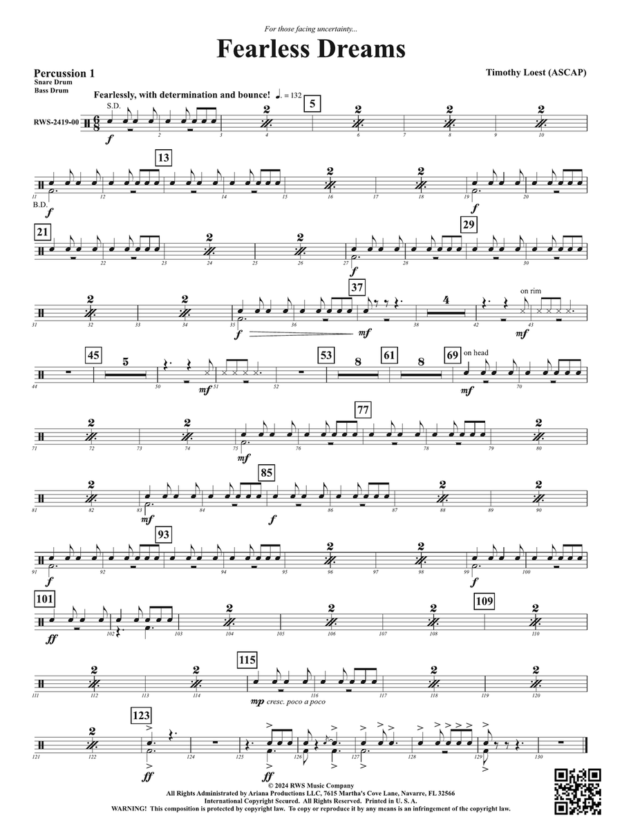 Fearless Dreams: 1st Percussion Percussion scores gallery preview page 1