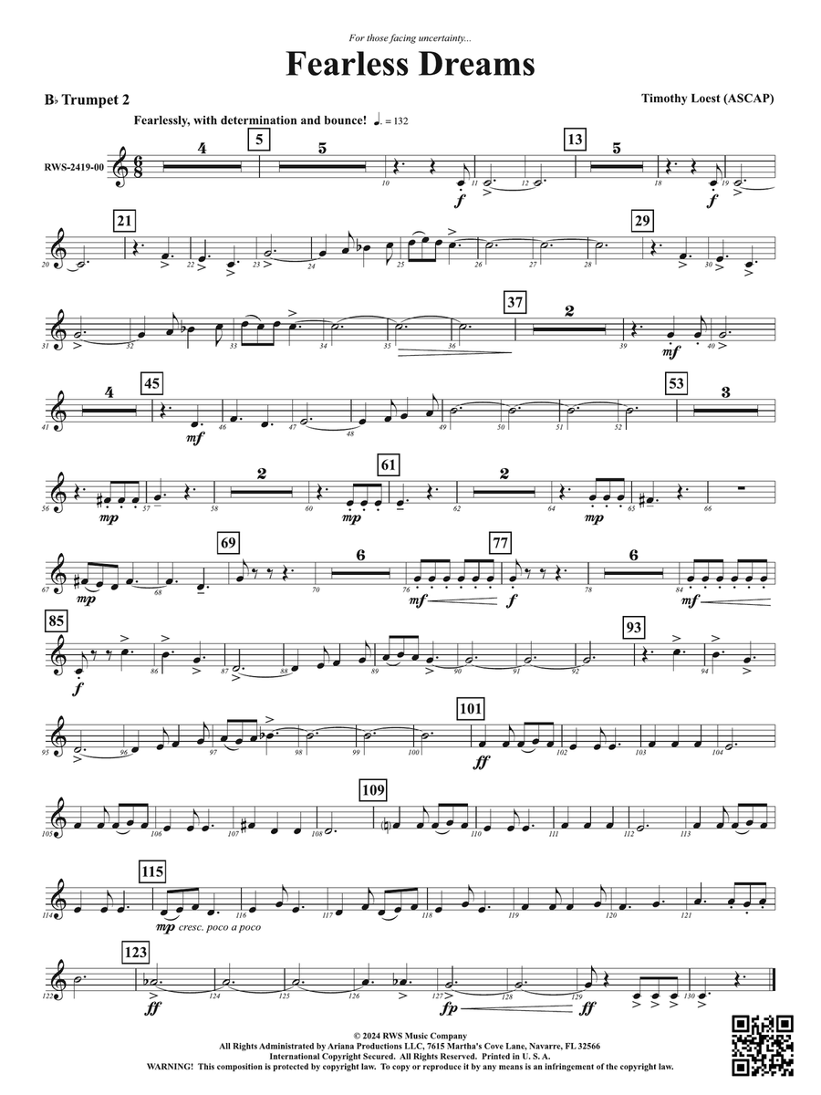 Fearless Dreams: 2nd B-flat Trumpet B-Flat Trumpet scores gallery preview page 1