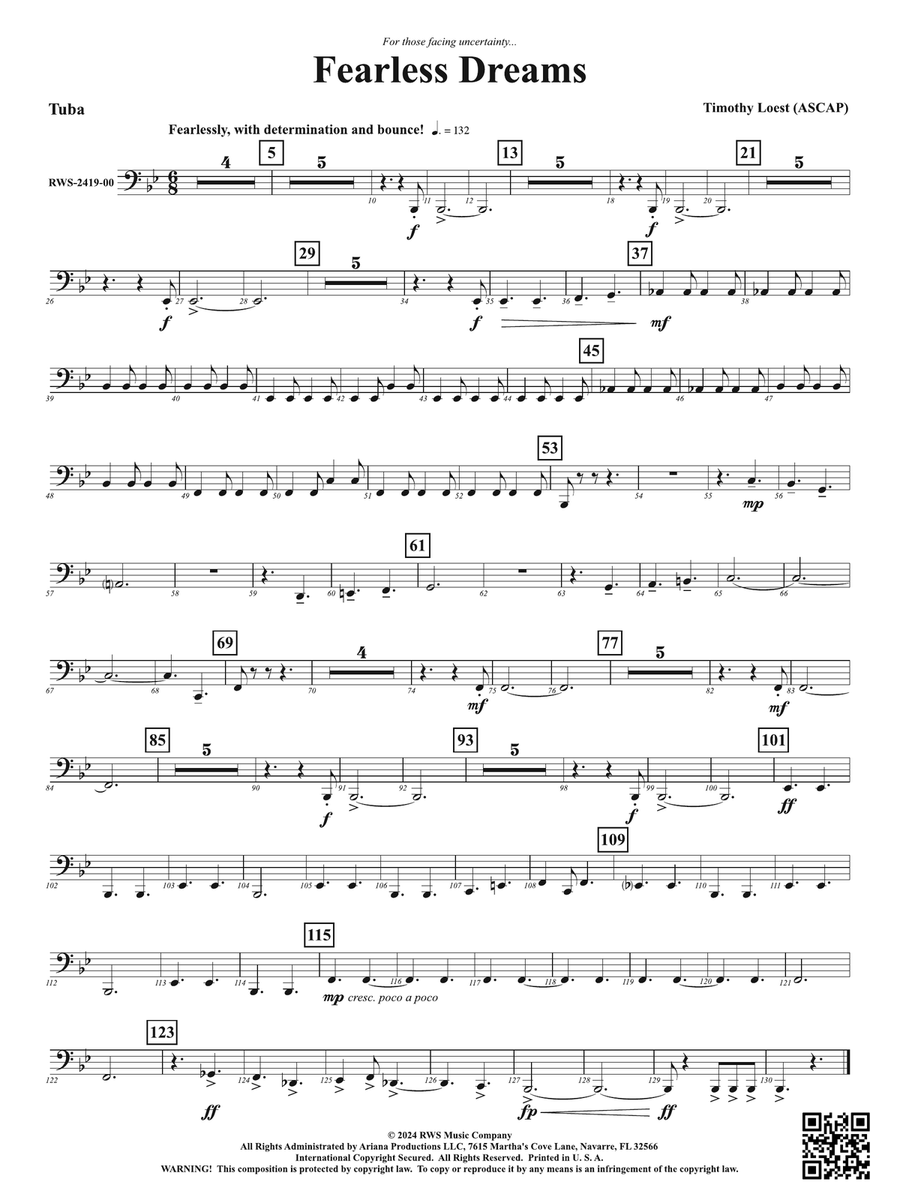 Fearless Dreams: Tuba Fearless Dreams: Tuba Tuba scores gallery preview page 1