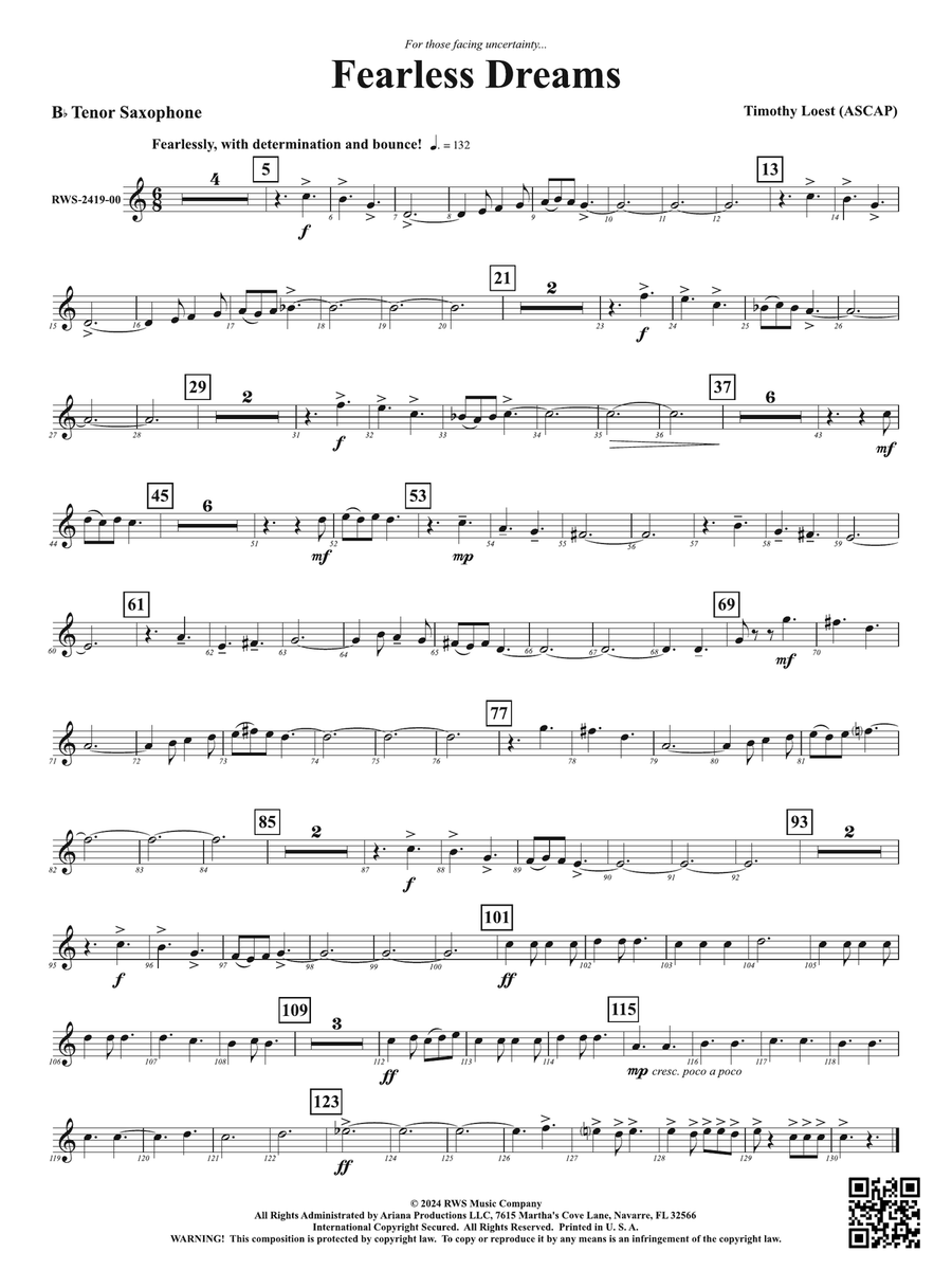 Fearless Dreams: B-flat Tenor Saxophone Tenor Saxophone scores gallery preview page 1