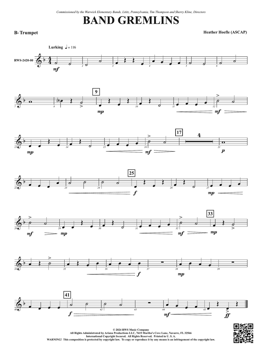 Band Gremlins: 1st B-flat Trumpet B-Flat Trumpet scores gallery preview page 1