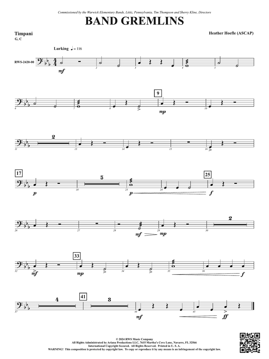 Band Gremlins: Timpani Band Gremlins: Timpani Percussion scores gallery preview page 1