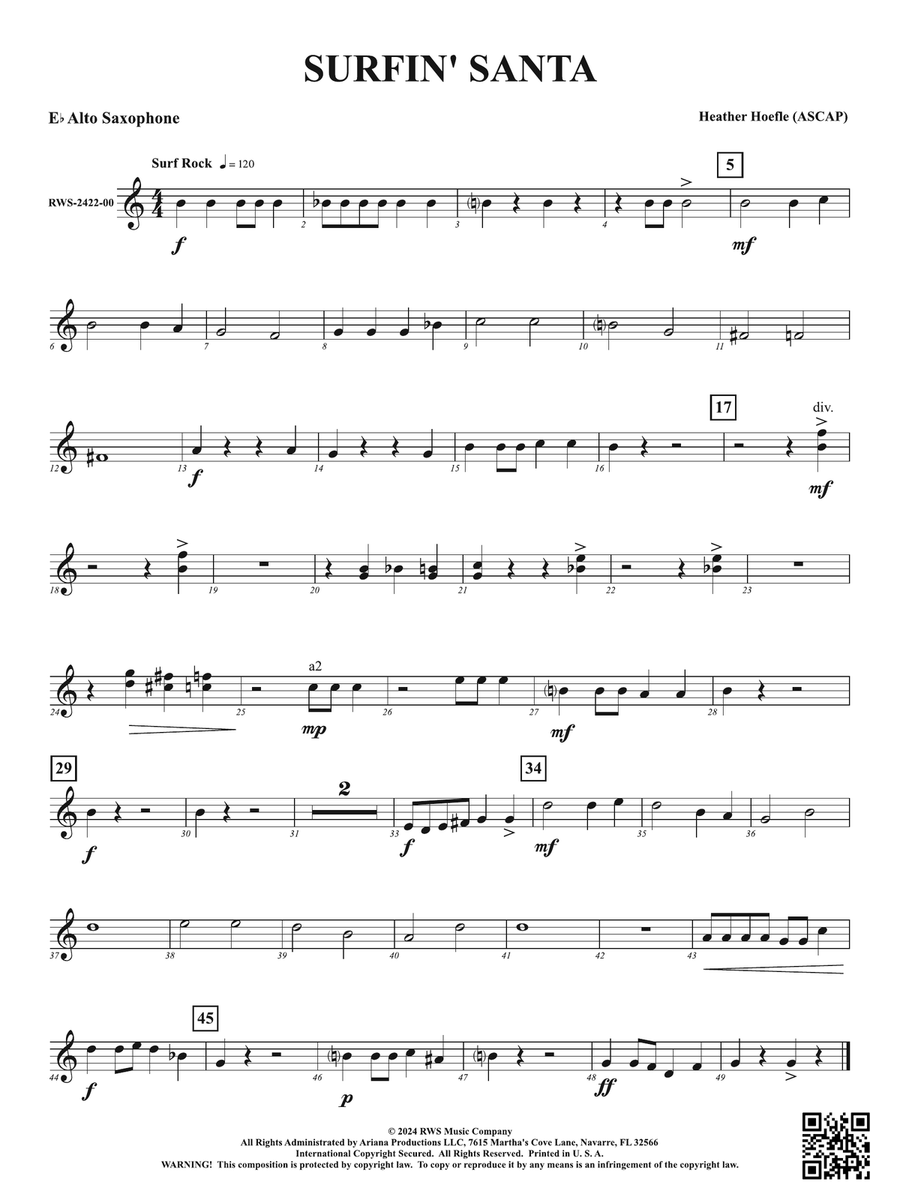 Surfin' Santa: 1st E-flat Alto Saxophone Alto Saxophone scores gallery preview page 1