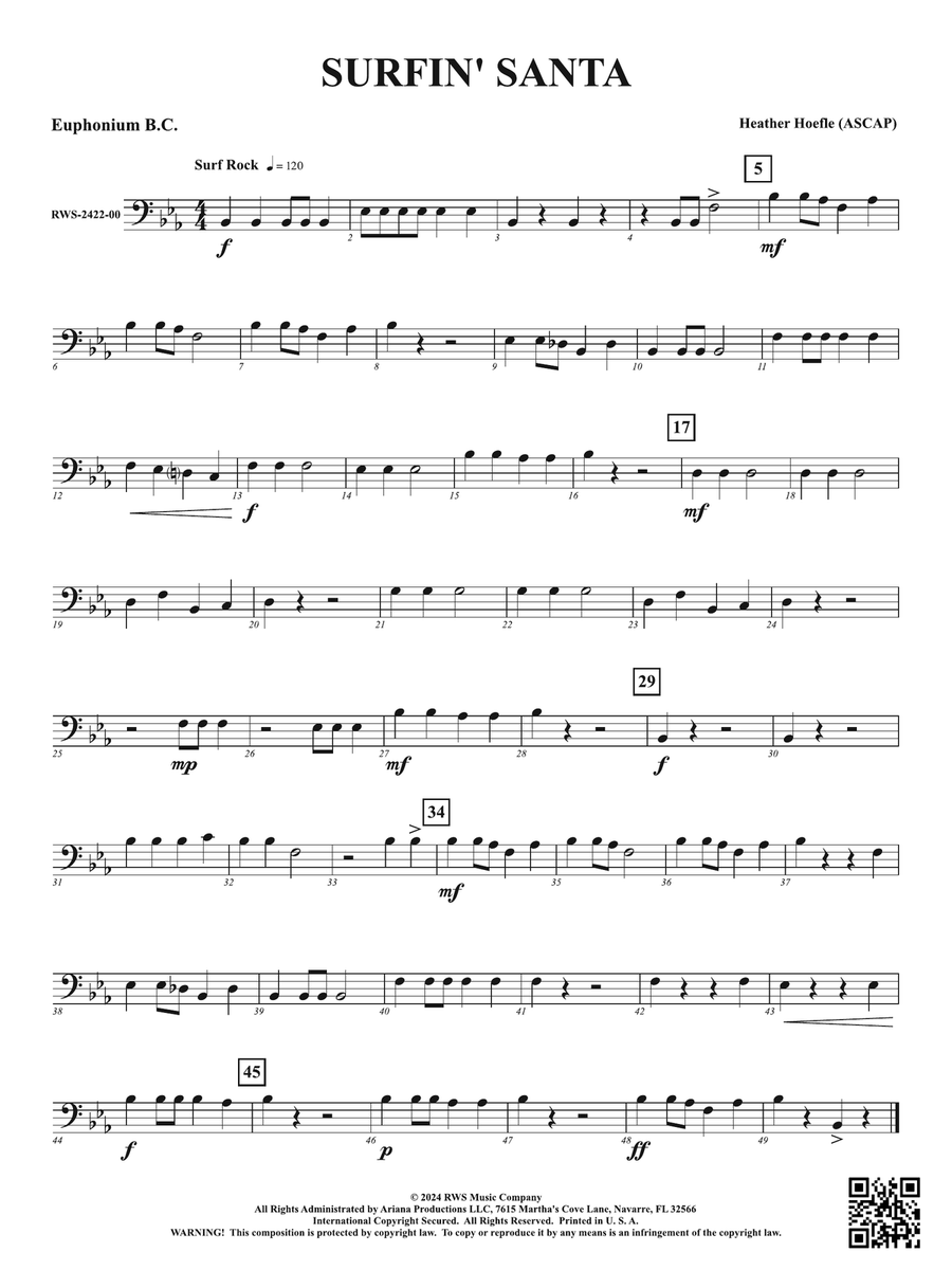 Surfin' Santa: Baritone B.C. Baritone Horn BC scores gallery preview page 1