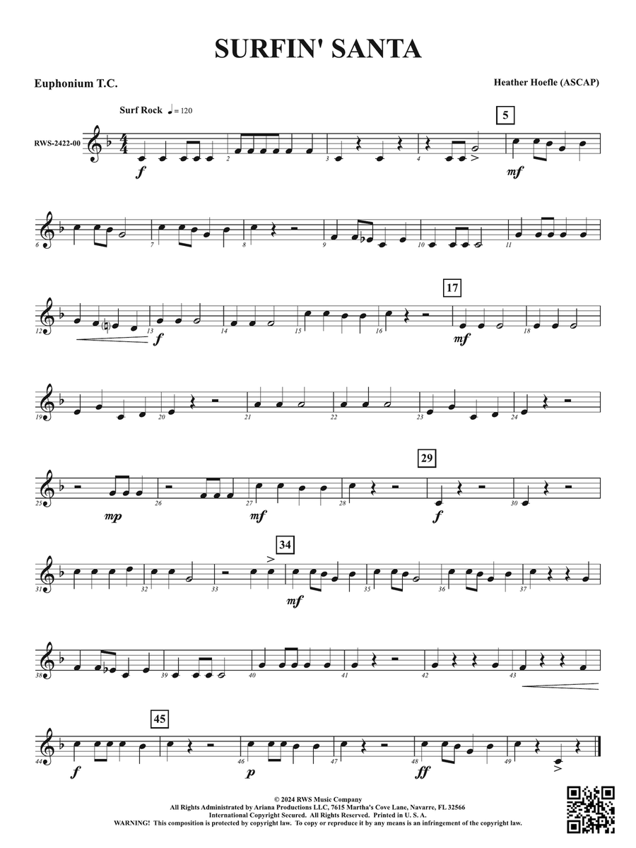 Surfin' Santa: Baritone T.C. Baritone Horn TC scores gallery preview page 1