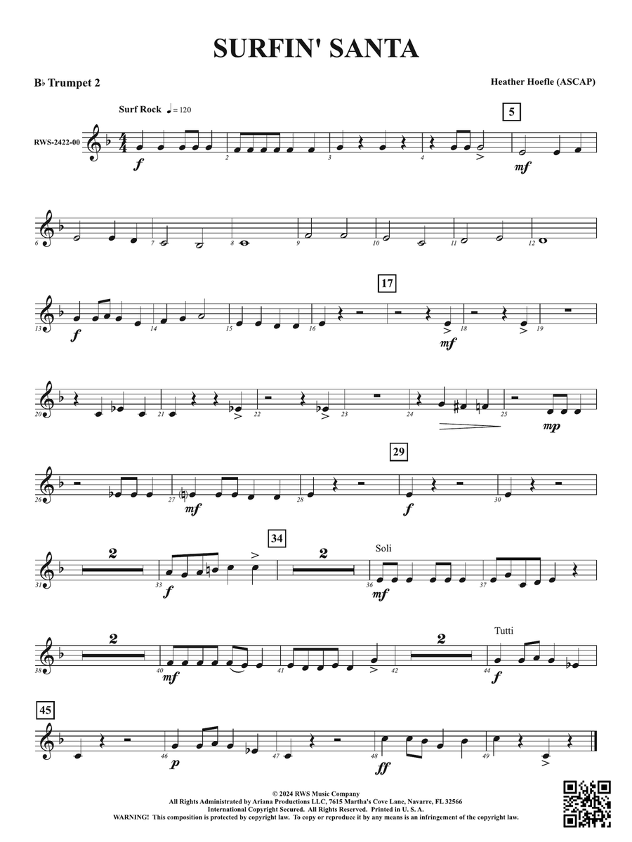 Surfin' Santa: 2nd B-flat Trumpet B-Flat Trumpet scores gallery preview page 1