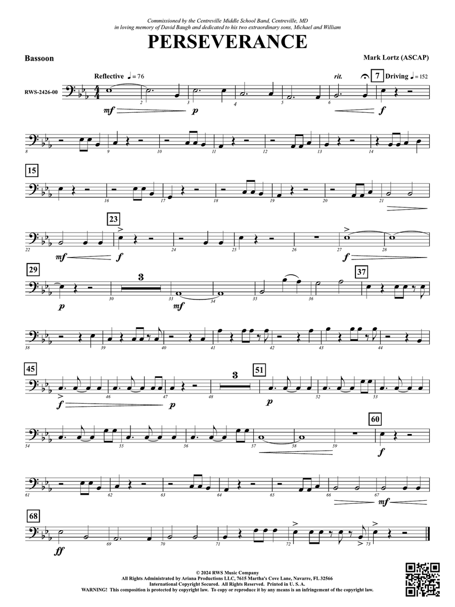 Perseverance: Bassoon Perseverance: Bassoon Bassoon scores gallery preview page 1