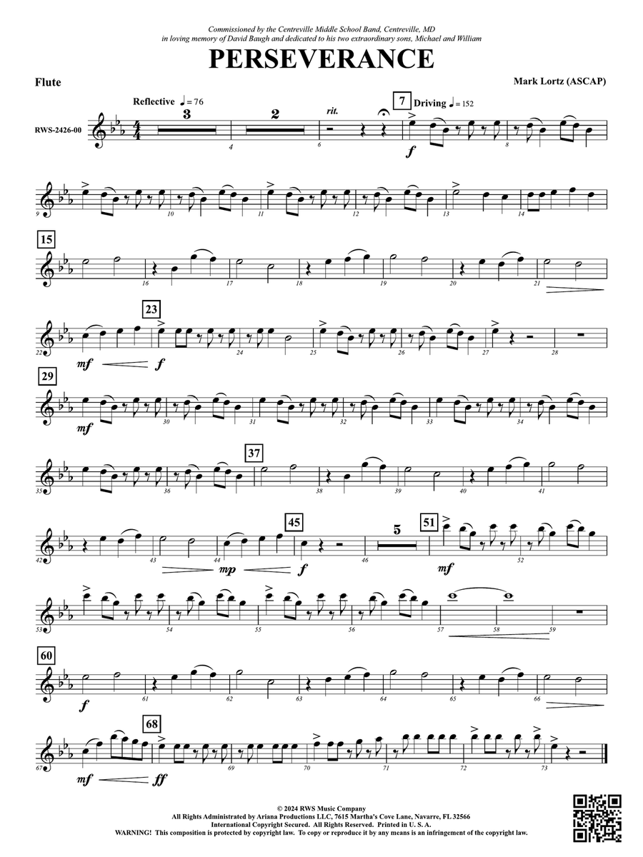 Perseverance: 1st Flute Perseverance: 1st Flute Flute scores gallery preview page 1