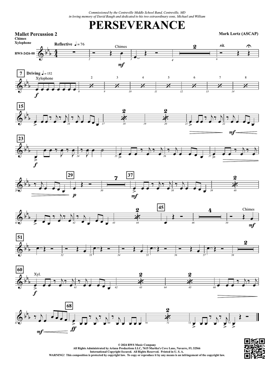 Perseverance: 2nd Mallet Percussion Percussion scores gallery preview page 1